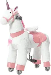 JoJoPooNy Mechanical Walking Horse Ride on Horse Toy with Wheels Giddy-Up Moving Horse Action Pony Riding on Toy Children Kids Ride-on Toys Small Ride on Unicorn