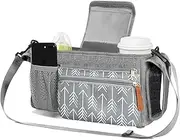 Stroller Bag,H HOME-MART Universal Baby Stroller Organizer with Strap, Stroller Caddy Pram Caddy with Heightened Insulated Cup Holders, Fits Most Strollers