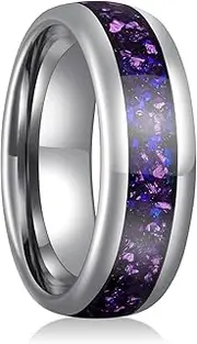 [Fyrddyn] Men's 6MM 8MM Fire Opal Inlaid Wedding Band Suitable For Men And Women Match Daily Outfits Party Accessory Anniversary Promise Rings 5-14.5