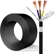 0.5mm² Shielded Wire Signal Line Pure Copper Audio Line Cable 3Core 30/60/100ft 0.2/0.3/0.5 Square 3 Core RVVP Suitable for Intelligent Automation System(100FT,3C-1mm²)
