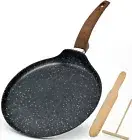 Crepe Pan Nonstick with Spreader Spatula 11'' Granite Stone Coating Dosa Tawa...