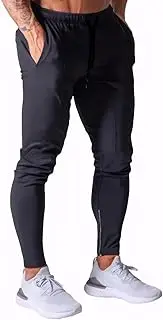 [Maizoon] Men's Tapered Workout Running Pants Flexible Fit Breathable and Quick-Dry Lightweight Athletic Pants with Zippers on The Legs for Sports & Casual Wear Black XXL