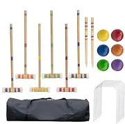 Croquet Set for Adults,6 Players Yard Games for Families - Reusable Outdoor Activities, Wooden Bowling Set for Men, Women