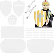 Mooliwe 72 Pcs DIY Knight Play Set Includes Blank Cardboard Shields and Swords Color Your Own Knight Mask with Handles for Painting Gift Knight Crafts Play Castle Activities