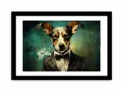 Dog Smoke Modern Art Framed print Art Poster