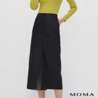 在飛比找momo購物網優惠-【MOMA】率性異材拼接窄裙(黑色)