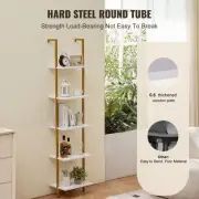 5 Tier Industrial Style Wall Mounted Shelf Gold White 40x30x178cm Storage Unit