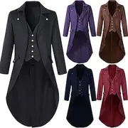 Punk Gothic Medieval Steampunk Coat Tuxedo Trench Coat Ren Faire Vampire Magician Men's Steampunk Halloween Masquerade Performance Adults' Coat