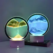 35% Off New 3d Moving Sand Painting Sandscape Led Table Lamp Hourglass Night Light Landscape Blue