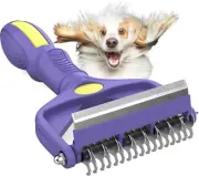 3 in 1 Upgraded Dematting Brush for Pets - Undercoat Deshedding Rake for Dogs an