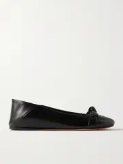 [ALEXANDRE BIRMAN] ALEXANDRE BIRMAN - Clarita Bow-detailed Leather Collapsible-heel Ballet Flats - Black - IT38 IT 38 Black