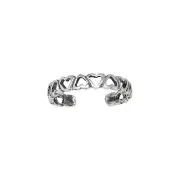 Sterling Silver Multiple Hearts Oxidized Toe Ring Adjustable Size | Made In USA