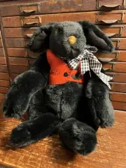 Lori Baker Halloween Black Rabbit Articulated Joints Boo Jack-O-Lantern Pumpkin