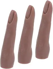 CRILSTYLEO 3pcs Realistic Nail Practice Fingers Short Press on Nails Fake Fingers for Manicure Training Bendable Mannequin