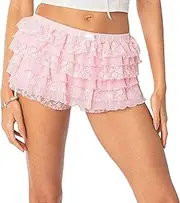 [RegaliaKun] Women's Y2k Ruffle Shorts Lace Lolita Bloomers Elastic Waist Bow Front Shorts Micro Boyshorts Fashion Sexy Trendy Short