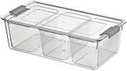 Fridge Food Storage Containers, Vegetable Storage Containers for Fridge, Stackable Refrigerator Storage Containers with Drainer, Fruits Container for Refrigerator (Clear)