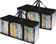 DVD Storage Bags (Set of 2) Media Organizer Bag for Dvds, Cds, Blu Ray Disc, Mov