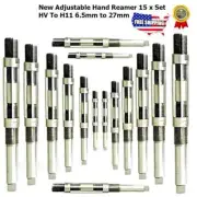 Adjustable Hand Reamers Set Of 15 Pcs HV TO H11 - 1/4" to 1 1/16" Inch - IND