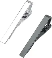 [ANDRESLAD] Fashion Metal Tie Clip for Men Women Simple Silver Necktie Clasp with Spring Loaded Tension Prevents Swinging Ensures Uniform Appearance for Formal Events