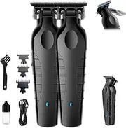 Blackout Trimmer Plus Zero Gap, Cordless Rechargeable Zero-Gapped Razor Hair Clipper for Men, Fast Carving, Instantly Do Crispy Line Ups (Black,2SETS)