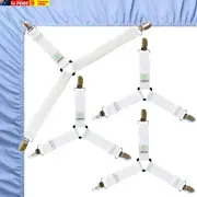Bed Sheet Clips - Fitted Sheet Straps Fasteners and Holder with 3 Way Elastic Ba