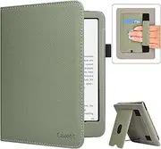 Caweet Case for Kindle Paperwhite 12th Generation and Kindle Colorsoft Signature Edition 7 Inch 2024 Release, Premium PU Leather Foldable Stand Protective Cover with Card Slot and Hand Strap, Green