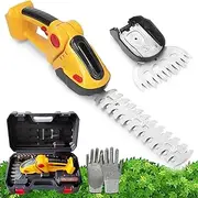 Cordless Hedge Trimmer, 24V Household Cordless Lawn Mower Pruner, with 2 Interchangeable Blades & 1 Rechargeable Batteries，90° Adjustable Electric Shear Shrub Branch Cutter for Garden, Lawn