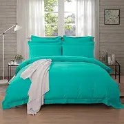 Tailored 1000TC Ultra Soft Quilt Cover/Doona Cover/Duvet Cover Set in Solid Plain Color (Single, Teal)