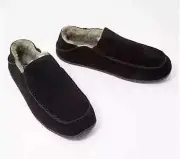 Clarks Men's Suede Faux Fur Convertible Slippers-Black-11M-NEW-A557978