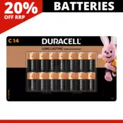 Duracell 14 Pack Coppertop Alkaline Flashlight Battery Size C Cell LR14