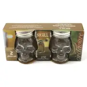 Skull Glass Mini Mug Set Salt & Pepper Shakers 4 Oz Dishwasher Safe Fun Kitchen