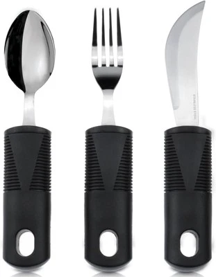 Vive Adaptive Utensil Set - Arthritis Aid Silverware for Parkinsons, Hand...