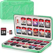 Mosaholl Switch Game Case Holder With 24 Cartridge Slots And 24 Micro Sd Card Storage, Slim Portable Game Organizer Traveler Gift Accessories With Magnetic Closure, Protective Hard Shell