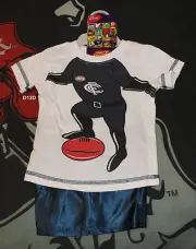Carlton Blues AFL Boys Mascot Printed Cotton Satin Pyjama Set Size 2 New