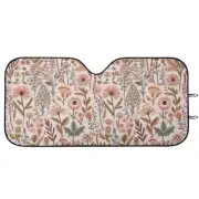 Earthy Pink Wildflowers Windshield SunShade, Floral Sunshade for Car, Sun Vis
