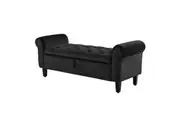 Storage Ottoman Stool Arm Bench Seat 132cm Velvet BLACK