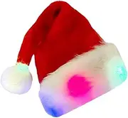 [Generic] Santa Glowing Hat Christmas Hat for Kids or Adult Christmas Warm Beanie Red White Santa Hat Funny Color Light Up Hat