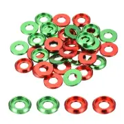 M6 Cone Cup Countersunk Washers, Aluminum for Screw RC,40PCS(Green/Red)