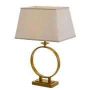 Brena Vintage Table Desk Lamp Light Metal Fabric Antique Gold Cream