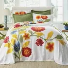 3PC Brylane Home Cotton Bloom Chenille Queen Bedspread Set