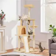 Advwin Cat Tree 157CM Multi-Level Cat Scratching Post Tower Scratcher Beige