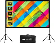 Projector Screen with Stand, 120 Inch Portable and Foldable Indoor Outdoor Proj