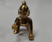 Brass laddu gopal krishna 3''X1.75" Hindu puja Home temple decor religious pooja