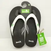 Sanuk Serenity 4 Flip Flop Sandals Women's Size 6 Yoga Mat Comfort White/Black