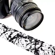 Black White Paint Camera Strap -Splatter Camera Strap -Double Padded Comfortable
