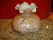 FENTON RASRE CASED GLASS FLOWER LAMP SHADE, SIGN J Powell, NEW