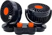 Car Fan - Electric Cooling Fan | Car Fans That Blow Cold | Double-head 12V/24V Car Window Fan | Electric Car Vehicle Fan Automotive Supplies For Camping Tractor Backseat Semi Window Roof Marine Van Tr