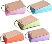 SEWACC Color Note Pad 5 Books Memo Books with Binder Rings Blank Flash Cards for Students