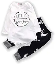[Generic] Boy Outfit - Long Sleeve Letter Print Romper & Pants Set (1-3 Years, 70-100cm)
