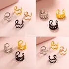 Gothic Punk Black Silver Gold Ear Cuff Wrap Non Piercing Band Stack Earrings